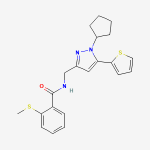 N-((1-cyclopentyl-5-(thiophen-2-yl)-1H-pyrazol-3-yl)methyl)-2-(methylthio)benzamide