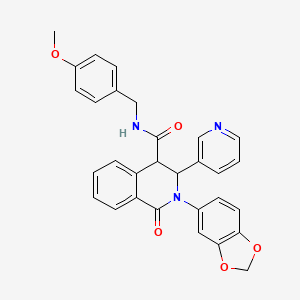 2-(1,3-benzodioxol-5-yl)-N-[(4-methoxyphenyl)methyl]-1-oxo-3-pyridin-3-yl-3,4-dihydroisoquinoline-4-carboxamide