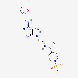 molecular formula C19H25N7O4S B2432738 N-(2-(4-((furan-2-ylmethyl)amino)-1H-pyrazolo[3,4-d]pyrimidin-1-yl)ethyl)-1-(methylsulfonyl)piperidine-4-carboxamide CAS No. 1210798-96-1