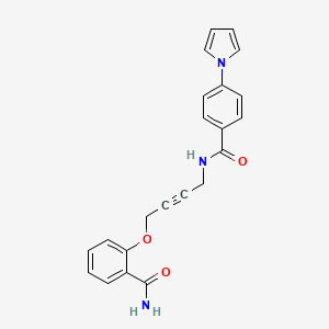 molecular formula C22H19N3O3 B2432749 N-(4-(2-carbamoylphenoxy)but-2-yn-1-yl)-4-(1H-pyrrol-1-yl)benzamide CAS No. 1448057-74-6