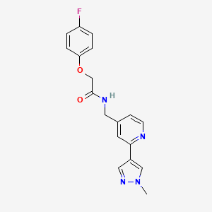 molecular formula C18H17FN4O2 B2432765 2-(4-fluorophenoxy)-N-((2-(1-methyl-1H-pyrazol-4-yl)pyridin-4-yl)methyl)acetamide CAS No. 2034309-49-2