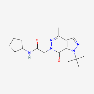 molecular formula C17H25N5O2 B2432770 2-(1-(叔丁基)-4-甲基-7-氧代-1H-吡唑并[3,4-d]吡啶-6(7H)-基)-N-环戊基乙酰胺 CAS No. 1172334-03-0