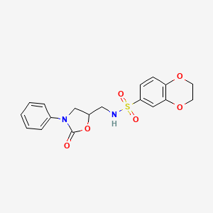 molecular formula C18H18N2O6S B2432771 N-[(2-oxo-3-phenyl-1,3-oxazolidin-5-yl)methyl]-2,3-dihydro-1,4-benzodioxine-6-sulfonamide CAS No. 954632-59-8