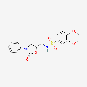 N-((2-oxo-3-phenyloxazolidin-5-yl)methyl)-2,3-dihydrobenzo[b][1,4]dioxine-6-sulfonamide