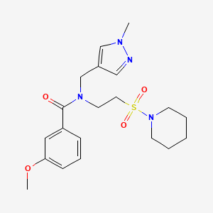 molecular formula C20H28N4O4S B2432772 3-methoxy-N-[(1-methyl-1H-pyrazol-4-yl)methyl]-N-[2-(piperidin-1-ylsulfonyl)ethyl]benzamide CAS No. 1010865-42-5