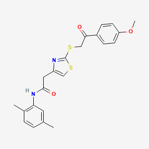 molecular formula C22H22N2O3S2 B2432776 N-(2,5-dimethylphenyl)-2-(2-((2-(4-methoxyphenyl)-2-oxoethyl)thio)thiazol-4-yl)acetamide CAS No. 1021130-53-9