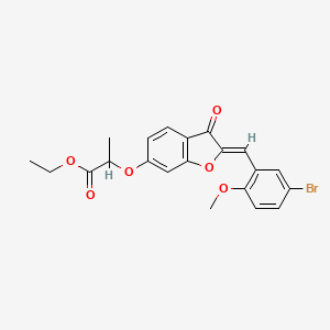 molecular formula C21H19BrO6 B2432779 (Z)-乙酸-2-((2-(5-溴-2-甲氧基苯基)亚甲基-3-氧代-2,3-二氢苯并呋喃-6-基)氧基)丙酸酯 CAS No. 620546-54-5