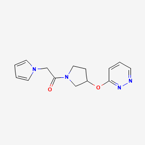 molecular formula C14H16N4O2 B2432785 1-(3-(pyridazin-3-yloxy)pyrrolidin-1-yl)-2-(1H-pyrrol-1-yl)ethanone CAS No. 2034620-00-1