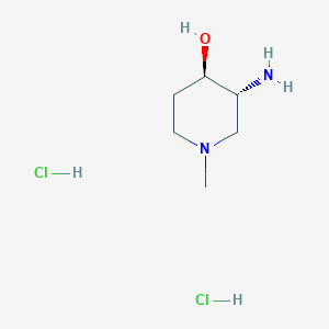 molecular formula C6H16Cl2N2O B2432792 反式-3-氨基-1-甲基哌嗪-4-醇二盐酸盐 CAS No. 1609406-37-2