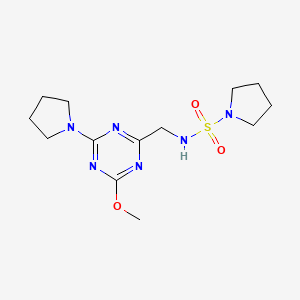 molecular formula C13H22N6O3S B2432800 N-((4-methoxy-6-(pyrrolidin-1-yl)-1,3,5-triazin-2-yl)methyl)pyrrolidine-1-sulfonamide CAS No. 2034469-52-6