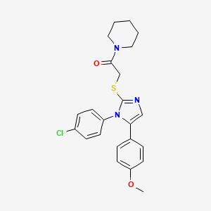 molecular formula C23H24ClN3O2S B2432821 2-((1-(4-chlorophenyl)-5-(4-methoxyphenyl)-1H-imidazol-2-yl)thio)-1-(piperidin-1-yl)ethanone CAS No. 1226449-64-4