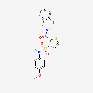 molecular formula C21H21FN2O4S2 B2432827 3-[(4-ethoxyphenyl)(methyl)sulfamoyl]-N-(2-fluorobenzyl)thiophene-2-carboxamide CAS No. 1251595-14-8