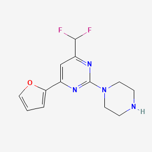 molecular formula C13H14F2N4O B2432831 4-(Difluoromethyl)-6-(2-furyl)-2-piperazin-1-ylpyrimidine CAS No. 861438-09-7