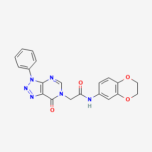 molecular formula C20H16N6O4 B2432834 N-(2,3-dihydrobenzo[b][1,4]dioxin-6-yl)-2-(7-oxo-3-phenyl-3H-[1,2,3]triazolo[4,5-d]pyrimidin-6(7H)-yl)acetamide CAS No. 863018-63-7