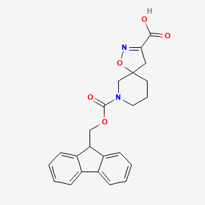 molecular formula C23H22N2O5 B2432840 9-(9H-Fluoren-9-ylmethoxycarbonyl)-1-oxa-2,9-diazaspiro[4.5]dec-2-ene-3-carboxylic acid CAS No. 2649078-85-1