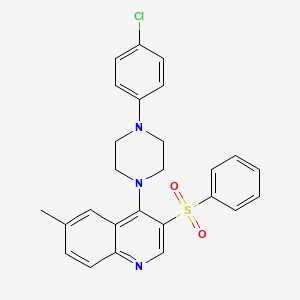 molecular formula C26H24ClN3O2S B2432845 4-(4-(4-Chlorophenyl)piperazin-1-yl)-6-methyl-3-(phenylsulfonyl)quinoline CAS No. 887224-56-8