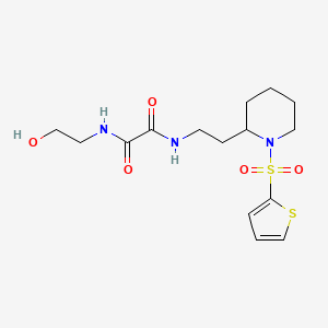 molecular formula C15H23N3O5S2 B2432846 N1-(2-hydroxyethyl)-N2-(2-(1-(thiophen-2-ylsulfonyl)piperidin-2-yl)ethyl)oxalamide CAS No. 898415-87-7