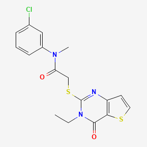 molecular formula C17H16ClN3O2S2 B2432849 N-(3-chlorophenyl)-2-({3-ethyl-4-oxo-3H,4H-thieno[3,2-d]pyrimidin-2-yl}sulfanyl)-N-methylacetamide CAS No. 1252861-12-3