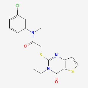 molecular formula C17H16ClN3O2S2 B2432849 N-(3-chlorophenyl)-2-[(3-ethyl-4-oxo-3,4-dihydrothieno[3,2-d]pyrimidin-2-yl)sulfanyl]-N-methylacetamide CAS No. 1252861-12-3