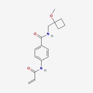 molecular formula C16H20N2O3 B2432850 N-[(1-Methoxycyclobutyl)methyl]-4-(prop-2-enoylamino)benzamide CAS No. 2197518-24-2
