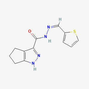 molecular formula C12H12N4OS B2432851 (Z)-N'-(thiophen-2-ylmethylene)-1,4,5,6-tetrahydrocyclopenta[c]pyrazole-3-carbohydrazide CAS No. 403644-08-6