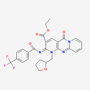 (E)-ethyl 5-oxo-1-((tetrahydrofuran-2-yl)methyl)-2-((4-(trifluoromethyl)benzoyl)imino)-2,5-dihydro-1H-dipyrido[1,2-a:2',3'-d]pyrimidine-3-carboxylate