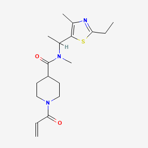 molecular formula C18H27N3O2S B2432854 N-[1-(2-ethyl-4-methyl-1,3-thiazol-5-yl)ethyl]-N-methyl-1-(prop-2-enoyl)piperidine-4-carboxamide CAS No. 2361764-22-7