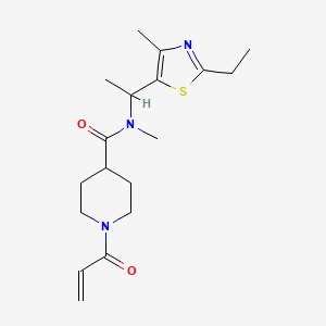 molecular formula C18H27N3O2S B2432854 N-[1-(2-Ethyl-4-methyl-1,3-thiazol-5-yl)ethyl]-N-methyl-1-prop-2-enoylpiperidine-4-carboxamide CAS No. 2361764-22-7
