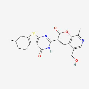 5-(Hydroxymethyl)-8-methyl-3-(7-methyl-4-oxo-5,6,7,8-tetrahydro-3H-[1]benzothiolo[2,3-d]pyrimidin-2-yl)pyrano[2,3-c]pyridin-2-one