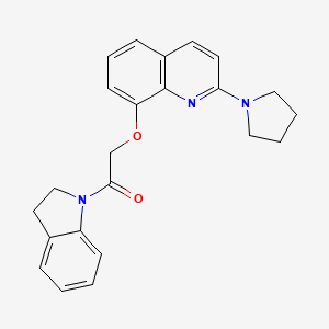1-(Indolin-1-yl)-2-((2-(pyrrolidin-1-yl)quinolin-8-yl)oxy)ethanone