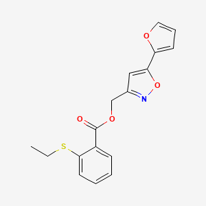 molecular formula C17H15NO4S B2432892 (5-(Furan-2-yl)isoxazol-3-yl)methyl 2-(ethylthio)benzoate CAS No. 1105202-39-8
