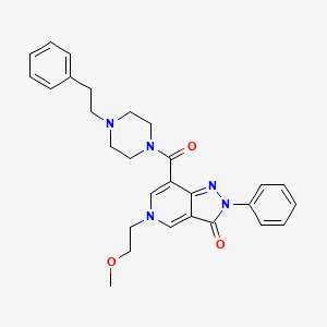 molecular formula C28H31N5O3 B2432899 5-(2-methoxyethyl)-7-(4-phenethylpiperazine-1-carbonyl)-2-phenyl-2H-pyrazolo[4,3-c]pyridin-3(5H)-one CAS No. 1105217-22-8
