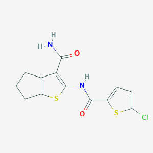 molecular formula C13H11ClN2O2S2 B2432911 2-(5-氯噻吩-2-羧酰胺基)-5,6-二氢-4H-环戊[b]噻吩-3-羧酰胺 CAS No. 391225-66-4