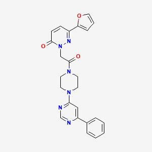 molecular formula C24H22N6O3 B2432914 6-(furan-2-yl)-2-(2-oxo-2-(4-(6-phenylpyrimidin-4-yl)piperazin-1-yl)ethyl)pyridazin-3(2H)-one CAS No. 1334375-44-8