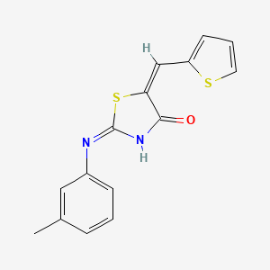 molecular formula C15H12N2OS2 B2432915 (E)-5-(thiophen-2-ylmethylene)-2-(m-tolylamino)thiazol-4(5H)-one CAS No. 1164545-47-4