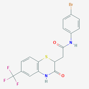 N-(4-bromophenyl)-2-[3-oxo-6-(trifluoromethyl)-3,4-dihydro-2H-1,4-benzothiazin-2-yl]acetamide