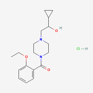 molecular formula C18H27ClN2O3 B2432965 (4-(2-Cyclopropyl-2-hydroxyethyl)piperazin-1-yl)(2-ethoxyphenyl)methanone hydrochloride CAS No. 1396748-40-5