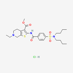 molecular formula C26H38ClN3O5S2 B2432973 methyl 2-(4-(N,N-dibutylsulfamoyl)benzamido)-6-ethyl-4,5,6,7-tetrahydrothieno[2,3-c]pyridine-3-carboxylate hydrochloride CAS No. 1215580-05-4