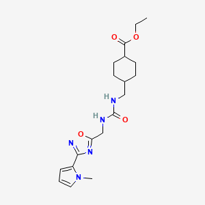 ethyl 4-((3-((3-(1-methyl-1H-pyrrol-2-yl)-1,2,4-oxadiazol-5-yl)methyl)ureido)methyl)cyclohexanecarboxylate