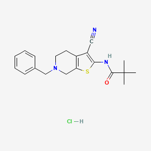 molecular formula C20H24ClN3OS B2432986 N-(6-benzyl-3-cyano-4,5,6,7-tetrahydrothieno[2,3-c]pyridin-2-yl)pivalamide hydrochloride CAS No. 1177919-28-6