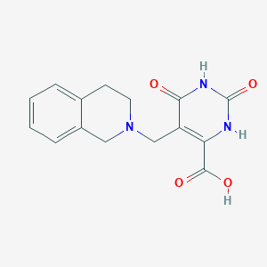molecular formula C15H15N3O4 B2432988 5-((3,4-dihydroisoquinolin-2(1H)-yl)methyl)-2,6-dioxo-1,2,3,6-tetrahydropyrimidine-4-carboxylic acid CAS No. 1795488-02-6