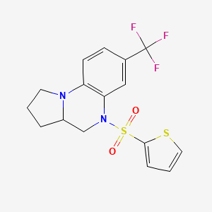 molecular formula C16H15F3N2O2S2 B2433000 5-(2-Thienylsulfonyl)-7-(trifluoromethyl)-1,2,3,3a,4,5-hexahydropyrrolo[1,2-a]quinoxaline CAS No. 861206-82-8