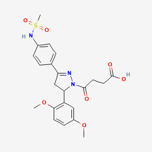 molecular formula C22H25N3O7S B2433006 4-[5-(2,5-dimethoxyphenyl)-3-(4-methanesulfonamidophenyl)-4,5-dihydro-1H-pyrazol-1-yl]-4-oxobutanoic acid CAS No. 852141-11-8