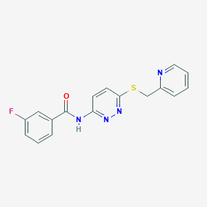 molecular formula C17H13FN4OS B2433008 3-fluoro-N-(6-((pyridin-2-ylmethyl)thio)pyridazin-3-yl)benzamide CAS No. 1021120-18-2