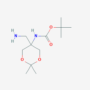 molecular formula C12H24N2O4 B2433046 Tert-butyl N-[5-(aminomethyl)-2,2-dimethyl-1,3-dioxan-5-yl]carbamate CAS No. 2470440-30-1