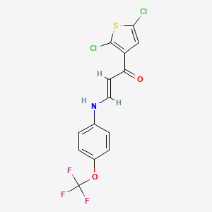 B2433050 (E)-1-(2,5-dichlorothiophen-3-yl)-3-[4-(trifluoromethoxy)anilino]prop-2-en-1-one CAS No. 338402-46-3