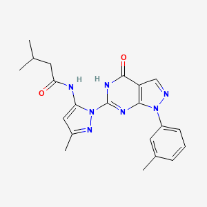 molecular formula C21H23N7O2 B2433056 3-methyl-N-(3-methyl-1-(4-oxo-1-(m-tolyl)-4,5-dihydro-1H-pyrazolo[3,4-d]pyrimidin-6-yl)-1H-pyrazol-5-yl)butanamide CAS No. 1171085-11-2