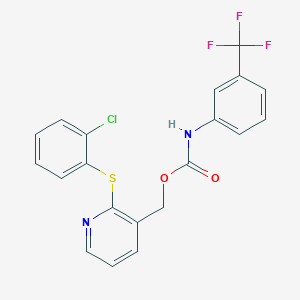 molecular formula C20H14ClF3N2O2S B2433063 [2-(2-氯苯基)硫基吡啶-3-基]甲基-N-[3-(三氟甲基)苯基]氨基甲酸酯 CAS No. 339278-60-3