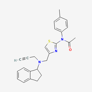 molecular formula C25H25N3OS B2433067 N-(4-{[(2,3-dihydro-1H-inden-1-yl)(prop-2-yn-1-yl)amino]methyl}-1,3-thiazol-2-yl)-N-(4-methylphenyl)acetamide CAS No. 1197743-26-2