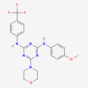 molecular formula C21H21F3N6O2 B2433072 N2-(4-methoxyphenyl)-6-morpholino-N4-(4-(trifluoromethyl)phenyl)-1,3,5-triazine-2,4-diamine CAS No. 1018156-10-9